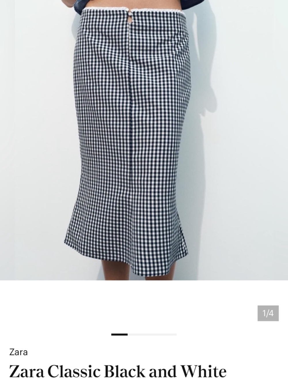 Zara Black and White Gingham Pencil Skirt